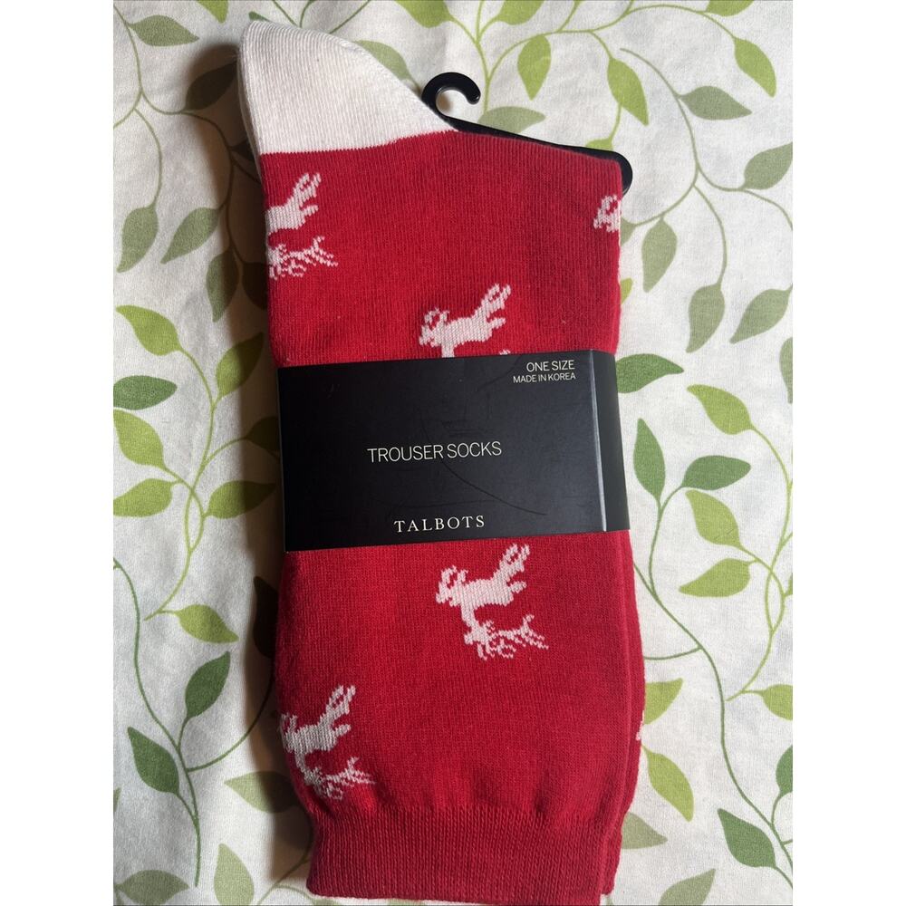 Talbots - Red REINDEER Trouser Socks with New With Tags Women’s